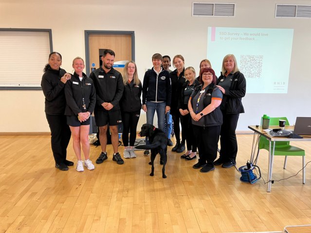 Our Workforce Officer, Frankie Rohan, with a group of Places Leisure employees who have taken part in a VI Awareness in Sport and Physical Activity Workshop.